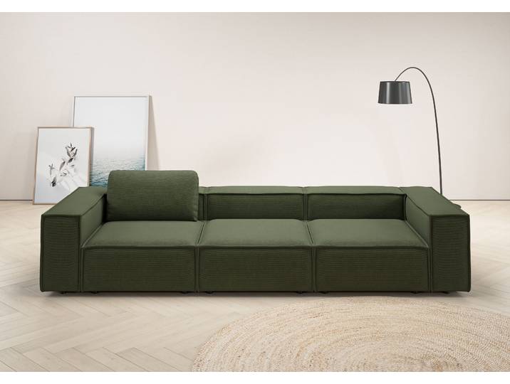 3,5-Sitzer HOME AFFAIRE Watertown, modernes Big-Sofa XXL, 336 cm Breite, Japandi Design , grün (oliv), B:336cm H:68cm T:118cm, 100% Polyester, Sofas, 3 5-Sitzer, Riesiges Designersofa mit viel Platz & weichen Bezügen in Trendfarben