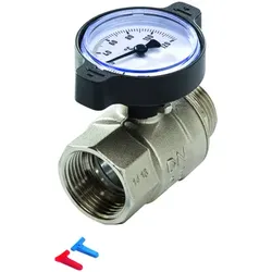Tece floor Kugelhahn m. Thermometer, 1" Clips rot/blau, Rp 1" x R 1" u. Flachd., 77381008 77381008
