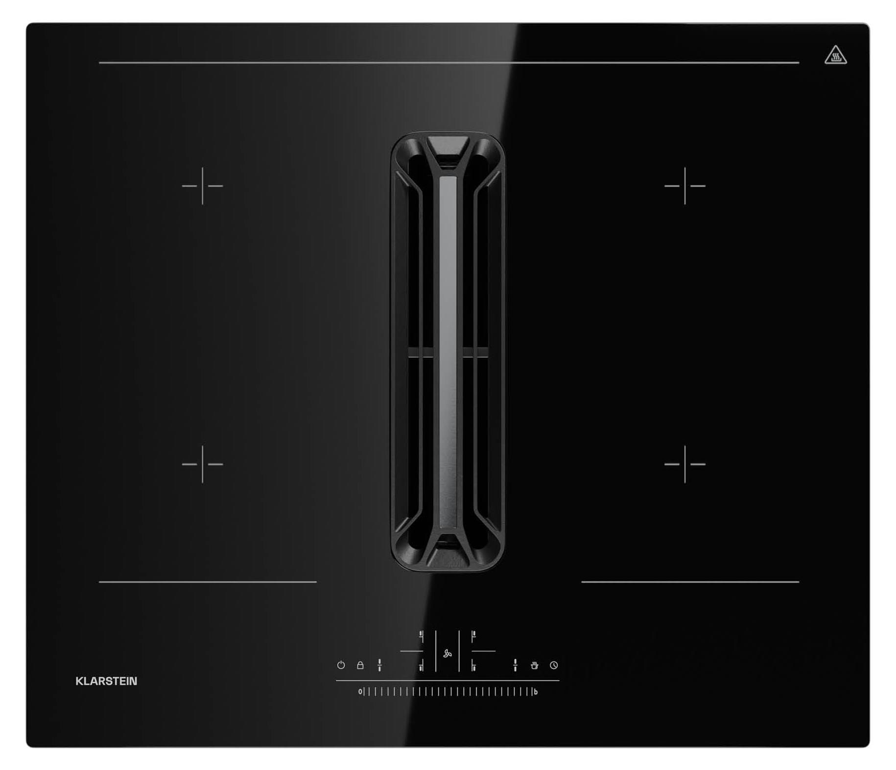 Klarstein AirJet 60 Induktionskochfeld Mit Dunstabzug - 600 m³/h Absaugleistung, Flexzonen, 10.000-W-Boost, Touchpanel, , Kindersicherung, Edelstahl und Glas, 60 cm
