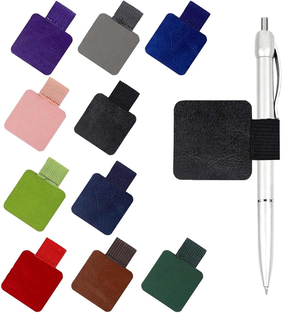 10 stuks Zelfklevende PU-lederen Pennenlussen met Elastische Lus voor Apple Pencil en Stylus, Meerkleurig