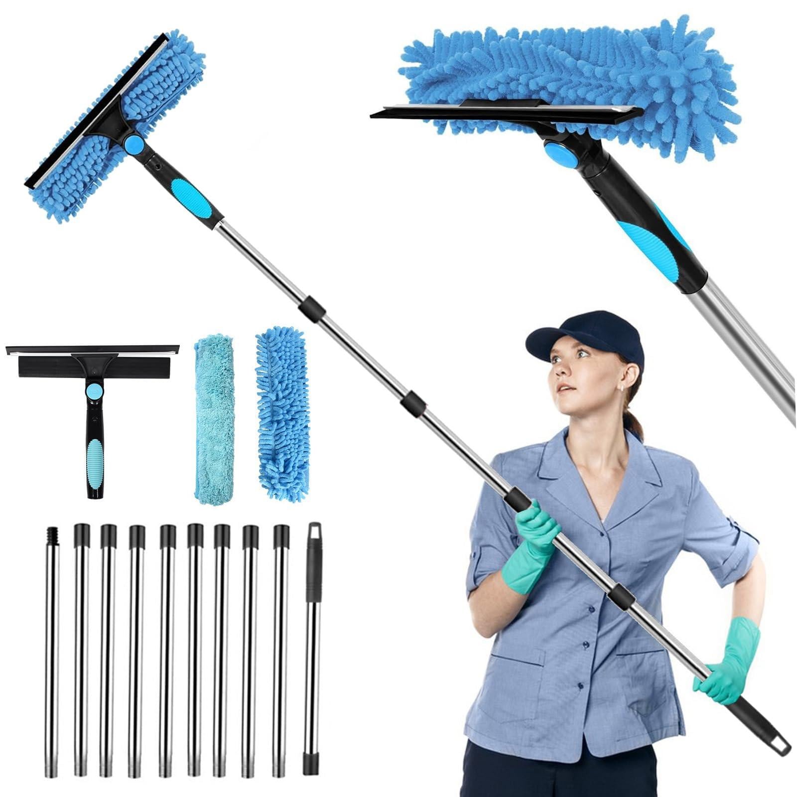 Dripio 2-in-1 Ramenreiniger set met 4,5 meter telescoopsteel en 10 stangen