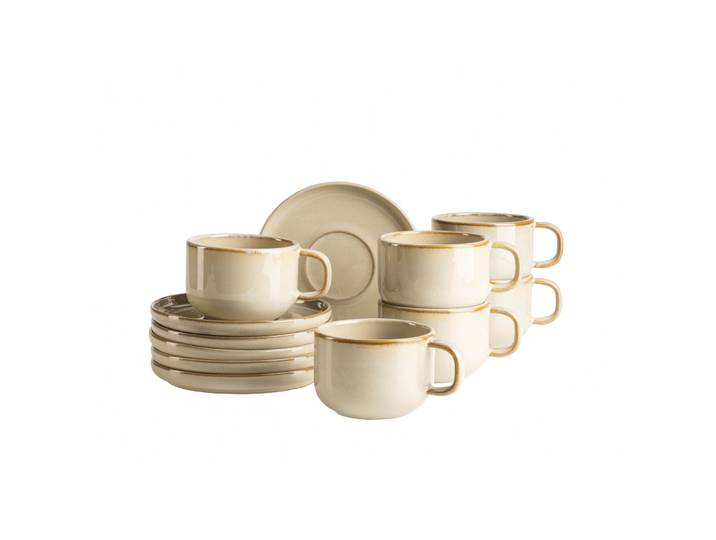 MÄSER Kaffeetassen-Set Cordelia beige Steinzeug 12 Stk - Kaffeetassen-Set
