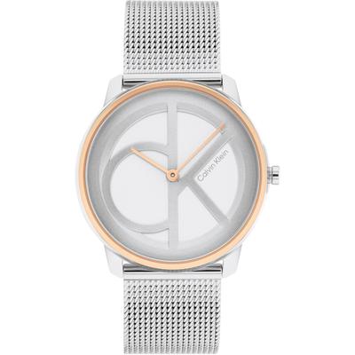 Quarzuhr CALVIN KLEIN "CK ICONIC 35 mm", silber (silberfarben), Armbanduhren, Damen, Quarzuhr, Armbanduhr, Damenuhr, Mineralglas, Edelstahlarmband