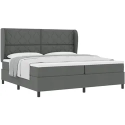 vidaXL, Boxspringbett, Boxspringbett Mit Matratze Stoff Dunkelgrau (200 x 200 cm)