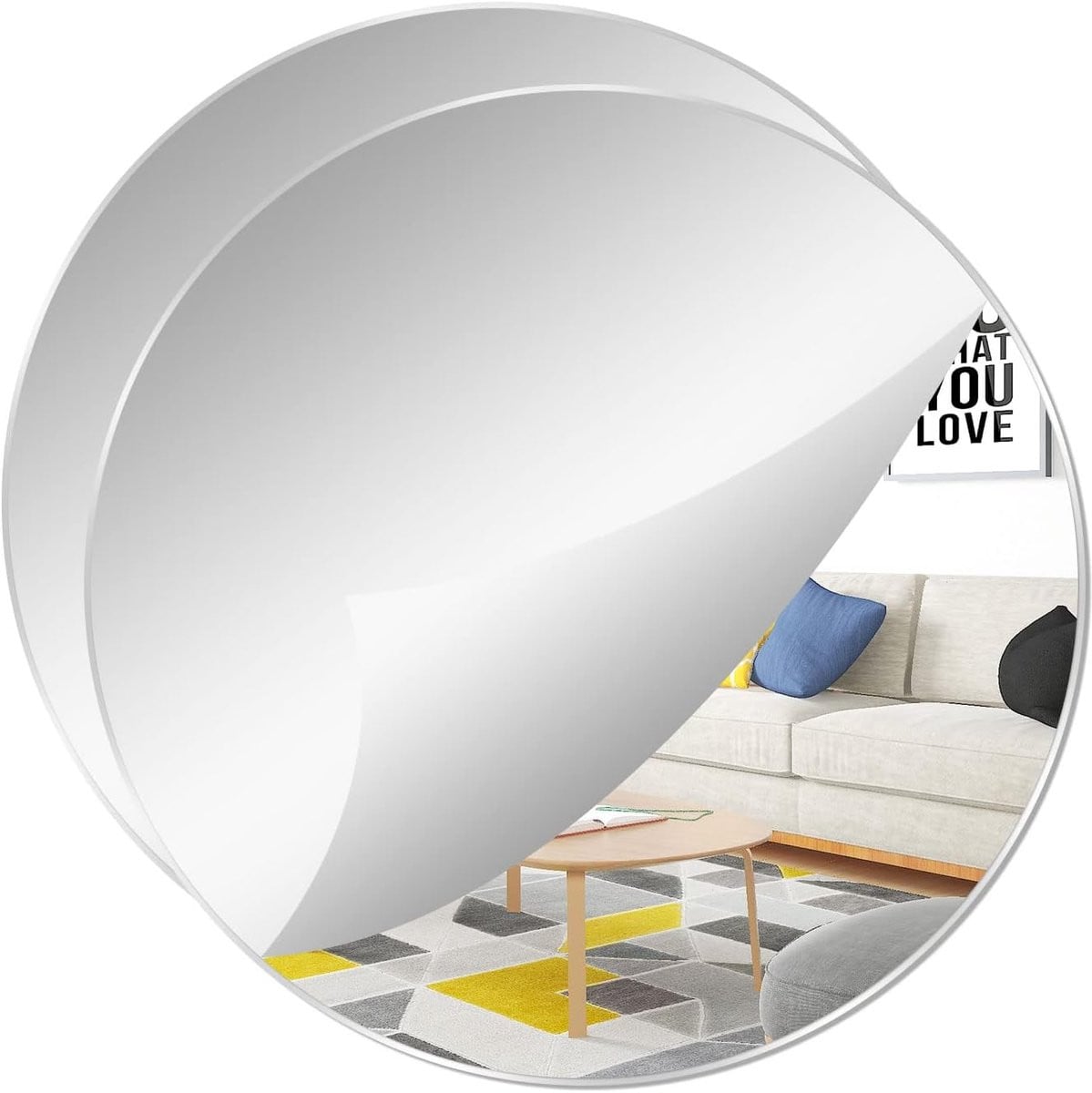 SnelShoppen 2-Pack Acryl Ronde Spiegels - Zelfklevende Decoratieve Wandstickers - Diameter: 20 cm