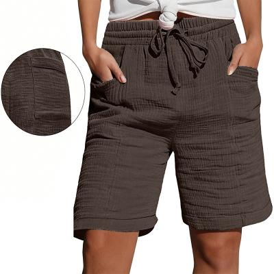 LightInthebox Women's Bermuda shorts Shorts Summer Shorts Beach Shorts Vacation Fashion Casual Daily Knee Length High Waist Solid Color Plain Drawstring Pocket Elastic Waistband Comfort Soft Breathable