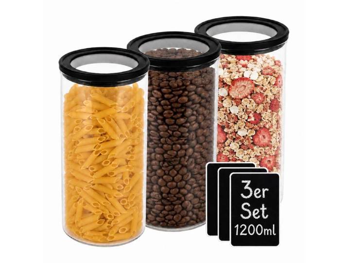 Relaxdays Vorratsgläser 3er Set 1200 ml
