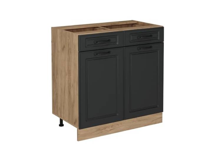 Vicco Küchenunterschrank R-Line, Anthrazit Landhaus, 80 cm MDF-Front · Ohne Arbeitsplatte · Höhenverst. Füße · 2 Türen · Leichter Zugriff