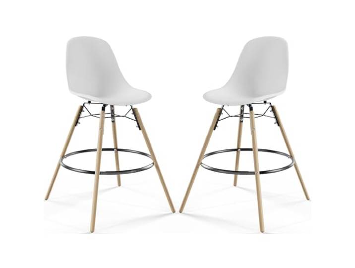 Iconik Interior Skögur Barhocker im skandinavischen Stil, skandinavisches Design, Füße aus Holz, 2 Stück, Weiß