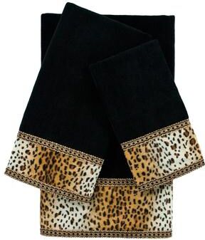 Sherry Kline Panthera Black 3-piece Embellished Towel Set