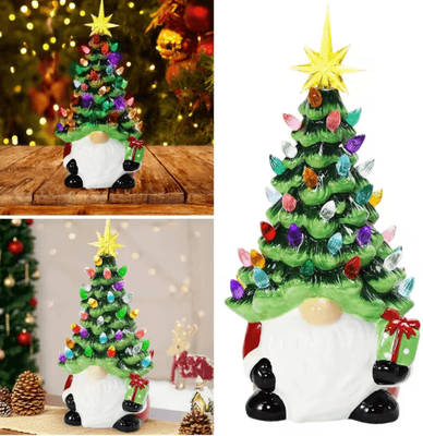 Inspire Picks Christmas Gnome Lighted Tree Tabletop Ornament as Show