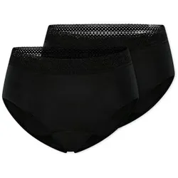 Schiesser 2P Care Retro Period Pants Schwarz Baumwolle 48 Damen
