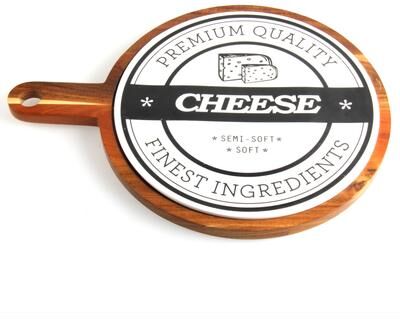 "Red Vanilla Round Paddle Board Serving Tray 10.25"""