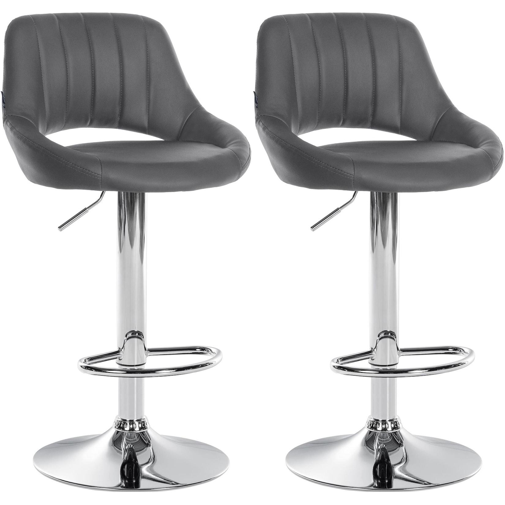 CLP 2er Set Barhocker Milet Kunstleder C Farbe: grau, Material Gestell: Metall in Chromoptik