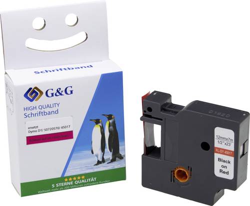 G&G BB-D-G-D1-45017 Kompatibel ersetzt DYMO 45017 Bandfarbe: Rot Schriftfarbe: Schwarz 12mm 7m