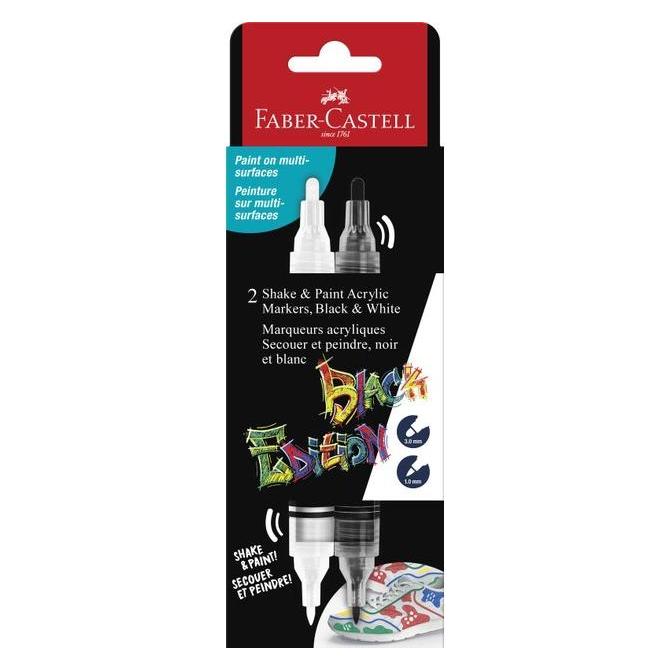 Faber-Castell - Black Edition Shake & Paint Acrylic Markers Set of 2 (Black and White) (285503) (2x) (285503)