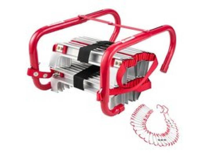 VEVOR Feuerleiter, 15 m, einziehbare Rettungsleiter max. 453,6 kg, leichte Notleiter aus Aluminiumlegierung mit hochfestem Polyestergurt, rutschfesten Sprossen & breiten Stufen, 5-6 Stockwerke