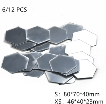 Inspire Picks 6 12PCS Hexagon Mirror Wall Stickers Acrylic Self Adhesive Mosaic Decor Set silver 12 Pcs s 80x70x40mm
