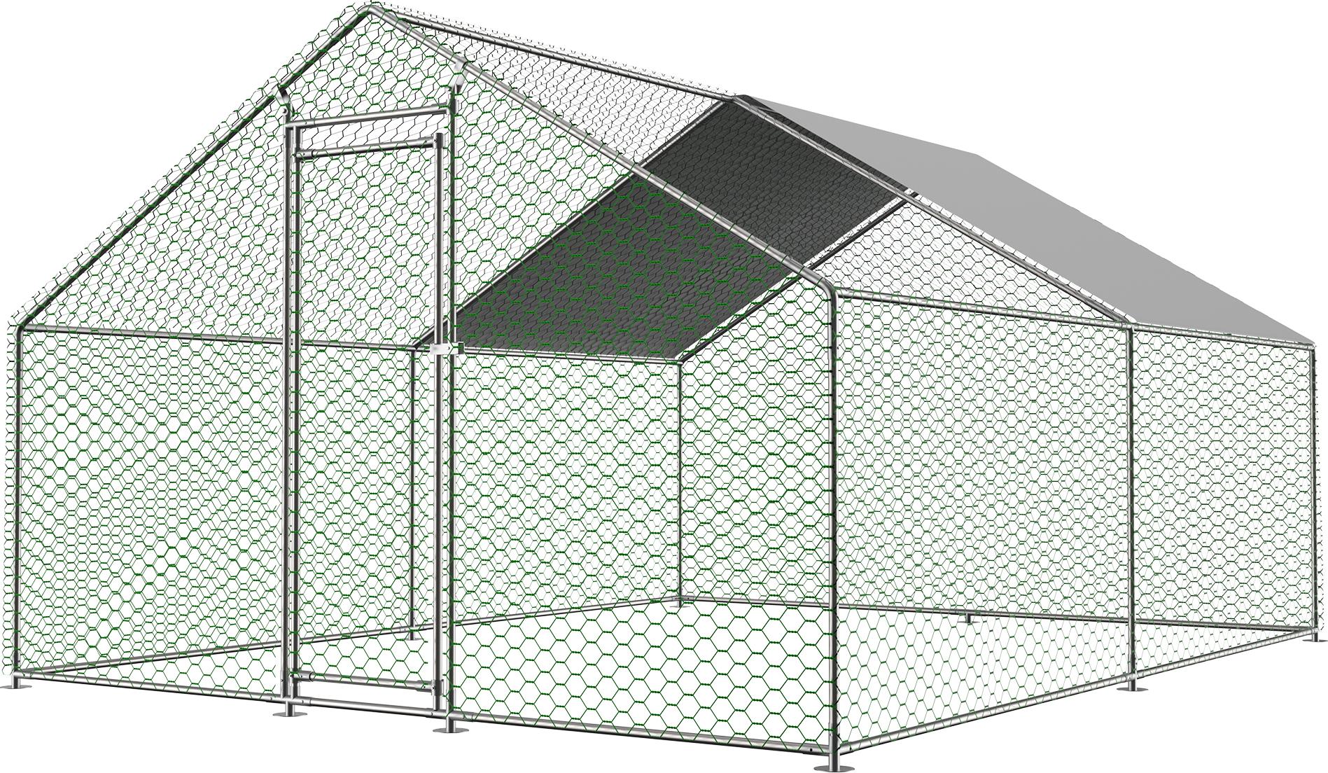 Freilaufgehege Hühnerstall 3x4x2m, Sicherheitsschloss, wasserdichtes PE-Tuch, Metall, für Hühner & Kleintiere