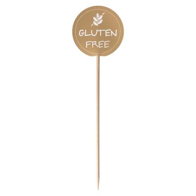 VEPATIM 100 Kennzeichnungspicker Deko-Picker "Glutenfrei" 12 cm braun
