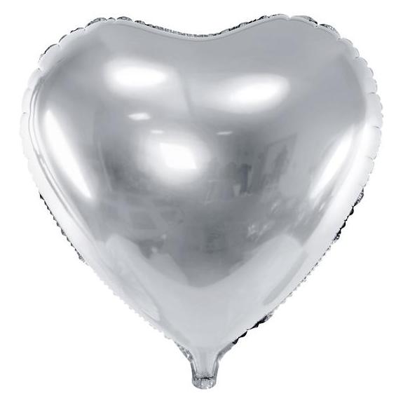 Partydeco Herzballon Silber 45cm (1x) (FB9M-018-L)