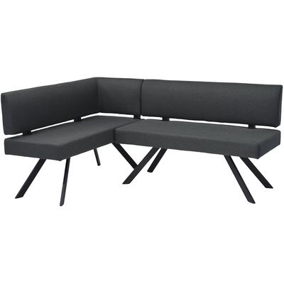 Eckbank BYLIVING "TORONTO", grau (dunkelgrau, schwarz), B:182cm H:85cm T:56cm, Stahl, Stoff, Sitzbänke, Eckbank, Webstoff, bis 160 kg, Taschenfederkern, 4-Fußgestell, 3 Sitzplätze