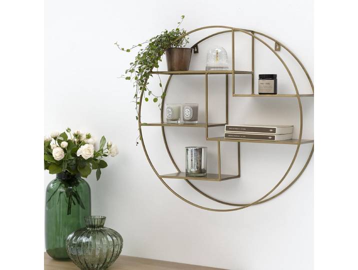 Etagère murale ronde en métal filaire finition antique Uptown