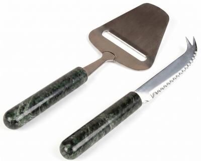 Creative Labs Home 2-Piece Cheese Knife and Slicer Set with Green Marble Handles