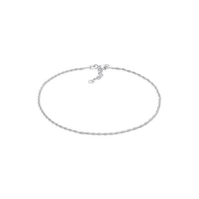 Fußkette ELLI "Kordelkette Gedreht Basic Zeitlos 925 Silber" Gr. 25, silber, Fußketten, Damen, 2,5cm, Silber 925 (Sterlingsilber)
