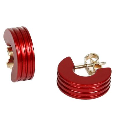 Paar Creolen DEMARIE "eloxiertes Aluminium rot", Damen, Gr. one-size, Metall, rot, Ohrringe