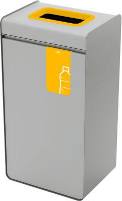Wertstoffsammler Durable DURASORT®, Volumen 55 l, für Plastik, farbiger Einwurf-Ring und Piktogramm, Inneneimer, Stahl und Kunststoff, gelb-grau