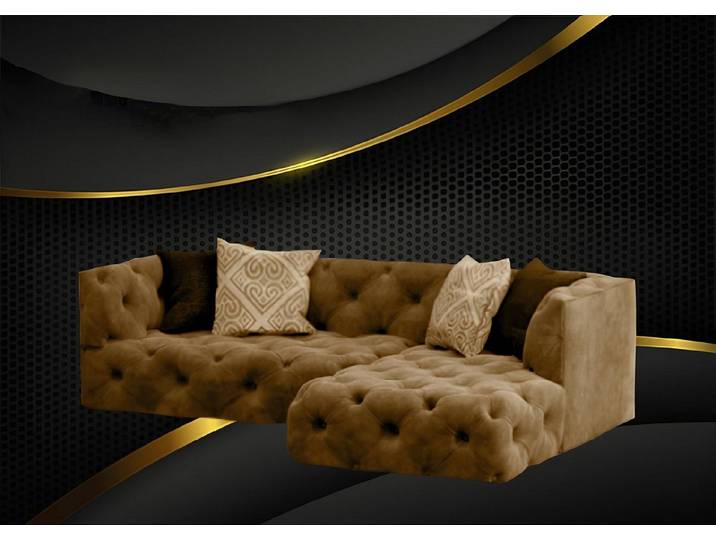 Xlmoebel Chesterfield-Sofa Ecksofa im Chesterfield Stil aus hochwertigem Textil in L-Form, Ecksofa L-Form, Hergestellt in Europa