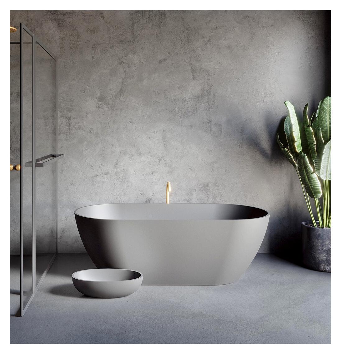 RIHO Bilbao freistehende Badewanne, SOLIDSurface, 170x80x55,5cm, Anthracite Matt, B118001080