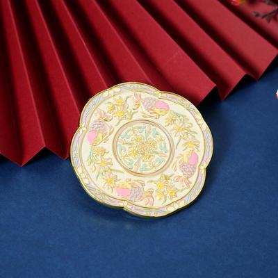Fusion Finds Vintage Handheld Mirror Chinese Pocket Mirror With Embossed Floral Metal Design style C