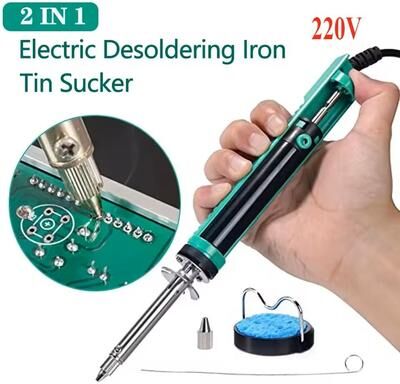 Uplift Essentials Electric Vacuum Desoldering Iron Tool Set For Soldering Repair With Suction Pump eu Plug