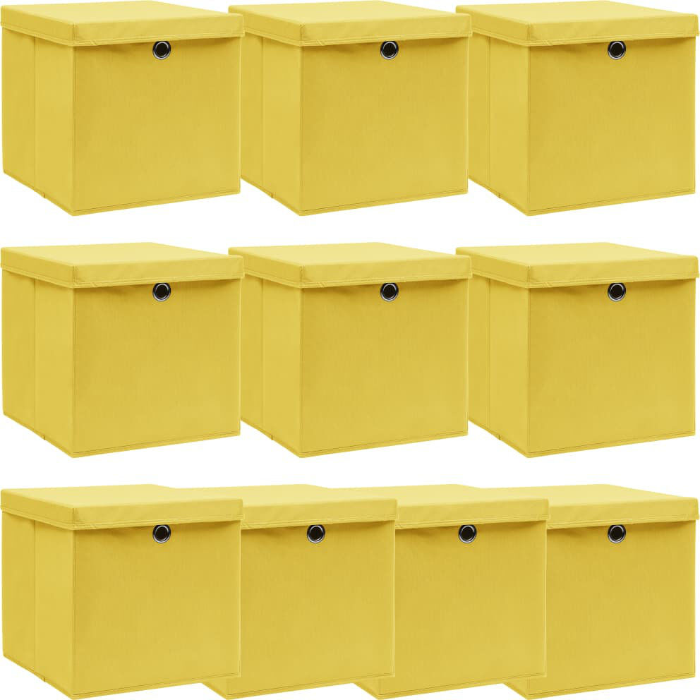Rebrilliant Storage Boxes with Lids Fabric Yellow 28cm H x 28cm W x 28cm D