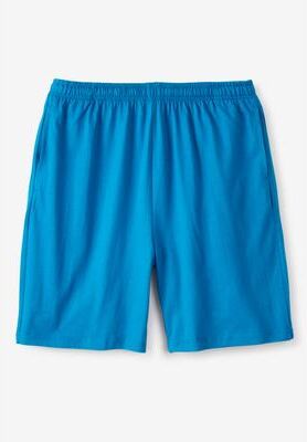 Big & Tall Lightweight Jersey Shorts by KingSize in Blue (Size 7XL)