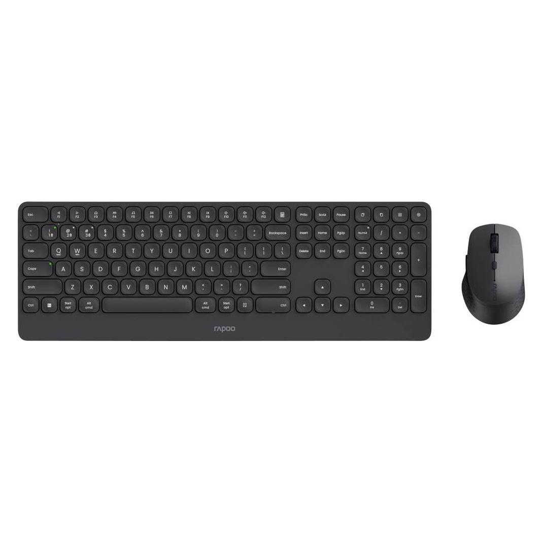 Rapoo Ultraslim Multi mode Kombo Set "9390M", Schwarz, QWERTZ (DE, Kabellos) (9390M)