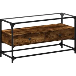 Helloshop26 - Multimedia-TV-Ständer Fernsehregal TV-Sideboard Esszimmer Wohnzimmer Schlafzimmer mit Glasplatte geräucherte Eiche 02_0026420