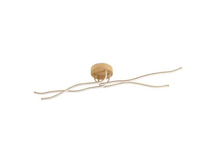 EGLO Plafonnier LED Roncade 2\, lampe ondulée\, éclairage de plafond pour salon\, spot en métal aspect bois clair\, blanc chaud\, 110 cm