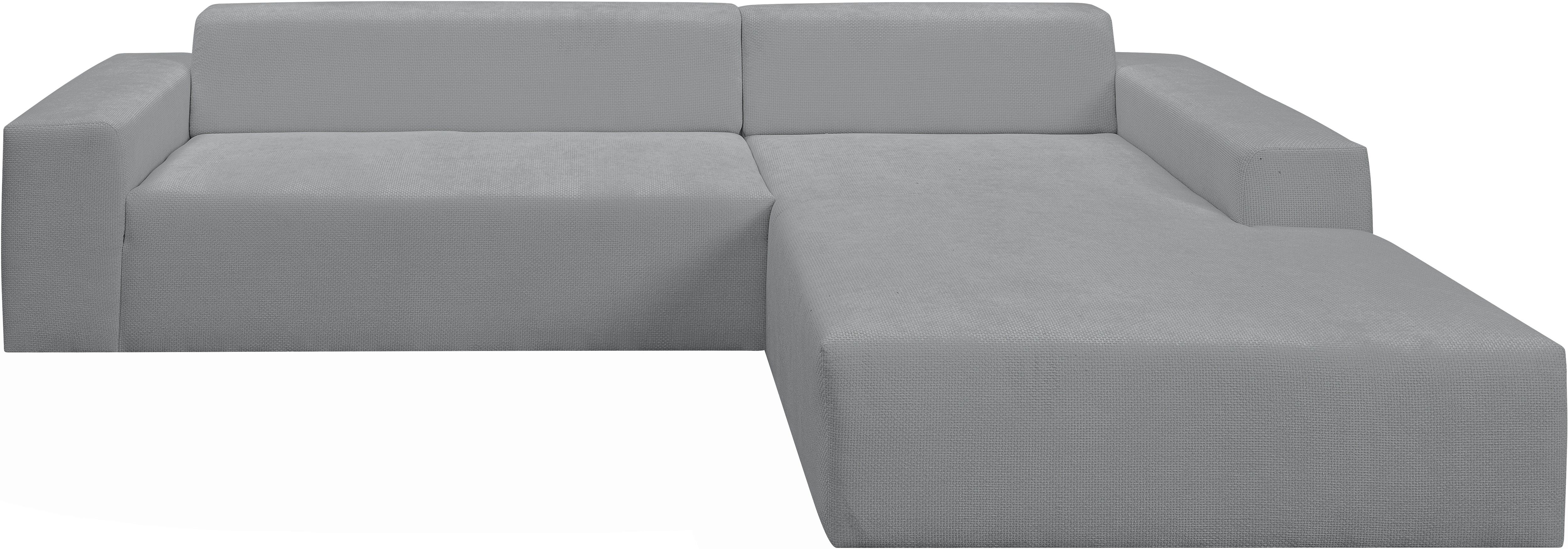 Ecksofa WERK2 "Zeus-XL, urbanes Curvy Design, bequemes Mega-Sofa, große Sitztiefe", grau, B:311cm H:70cm T:210cm, 100% Polyester, Sofas, Ecksofa
