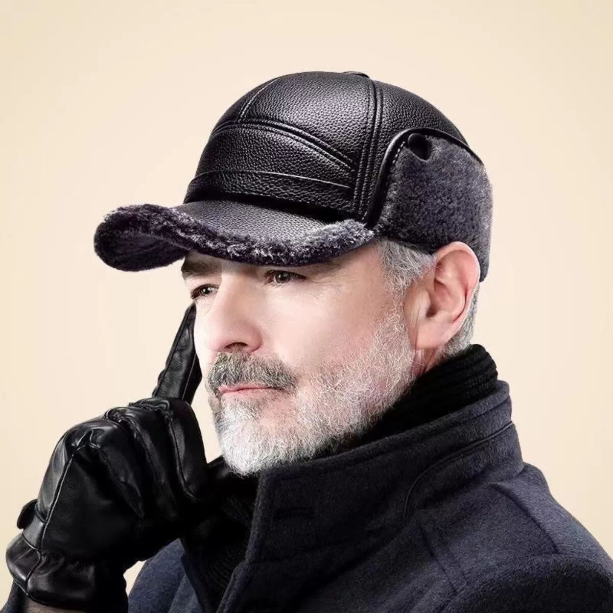 INF Premium Leder Baseball Cap: Warm, Winddicht & Ohrenschutz