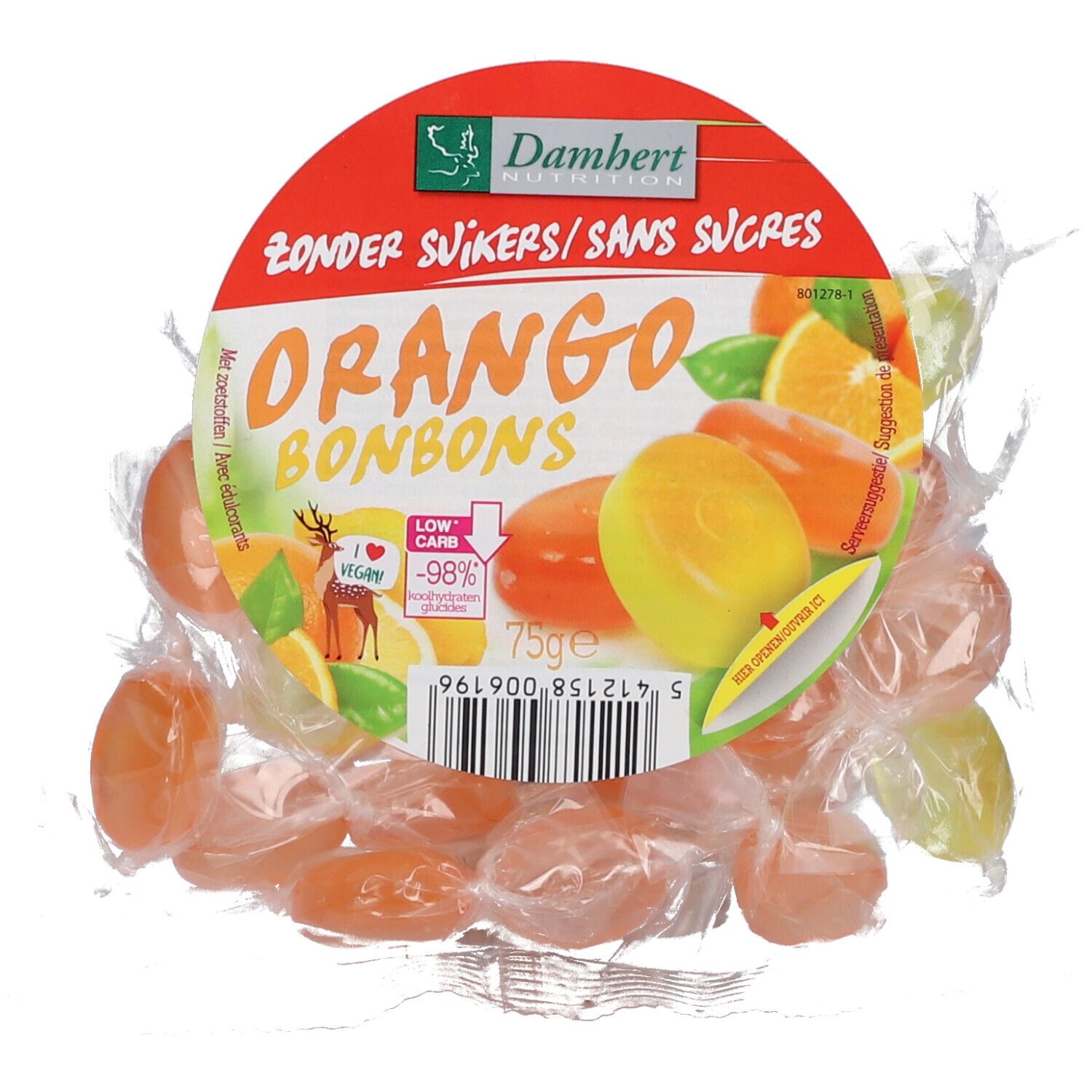 Damhert Orango Bonbons Zonder Suiker 75 g