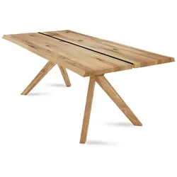BAUMKANTENTISCH Dannie 1 220x78x100 Massivholztisch Wildeiche geölt