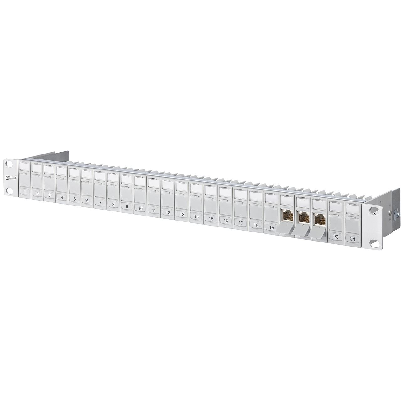 Metz Connect BTR Patchfeld E-DAT modul, Cat 6A, 24 Port, 19", silber eloxiert