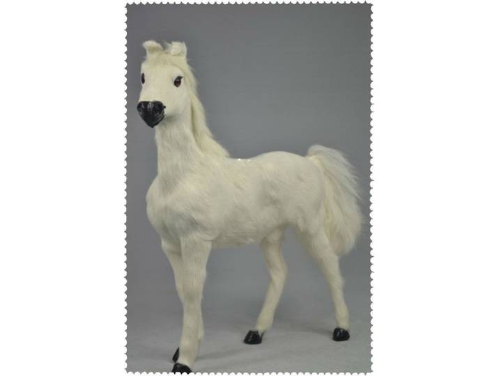 Modèle de cheval blanc simulé 36x34cm, adorable cheval en polyéthylène et fourrure, cadeau Y0378