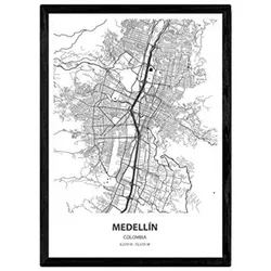 POSTER Karte Von Medellin - Kolumbien A3 Schwarzer Rahmen