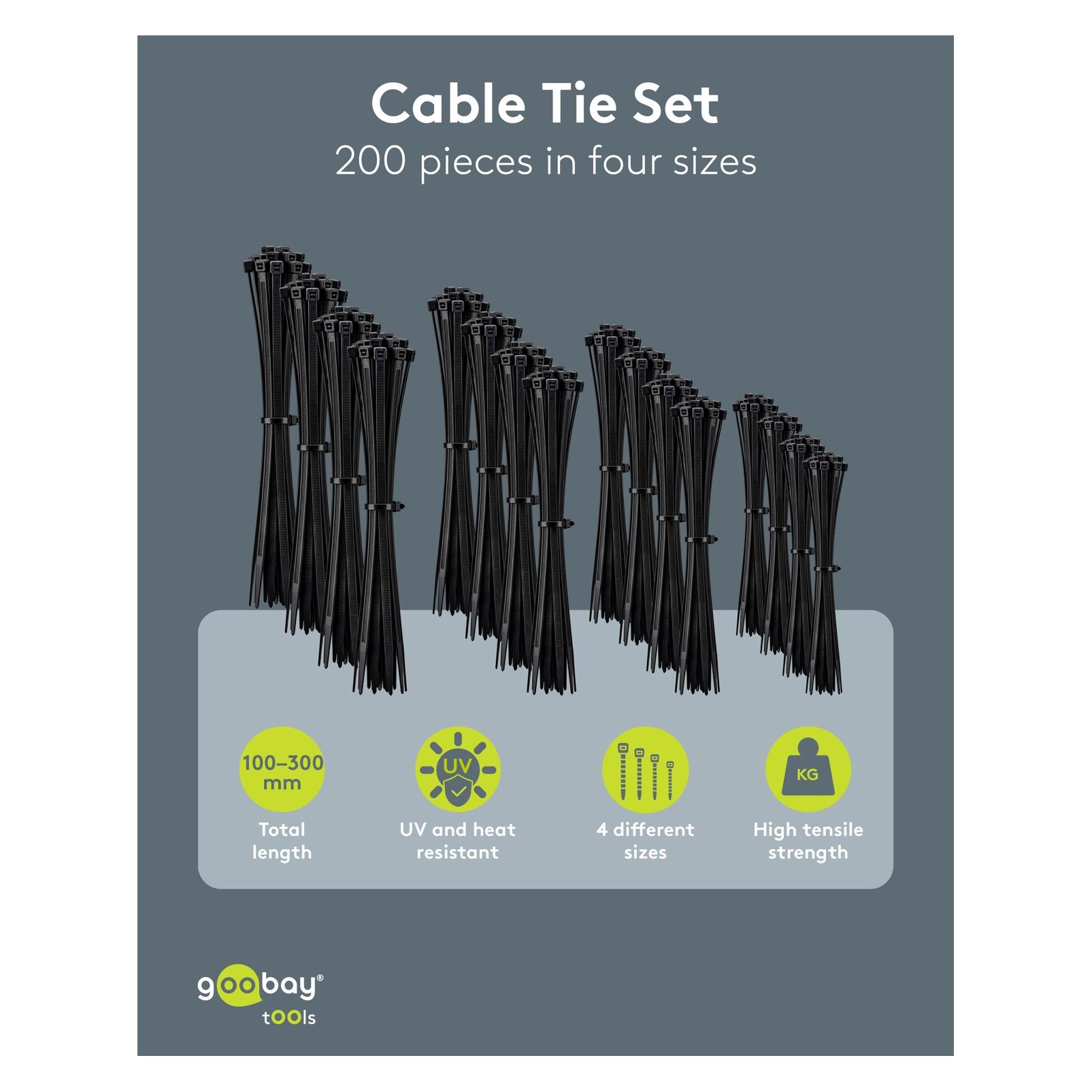 Goobay Kabelbinder-Set, 200-tlg. (Kunststoffkabelbinder, 100 mm, 200 Stk.) (80474)
