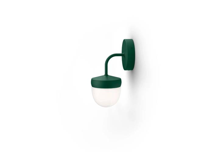 Noon Lampe murale Pan 10 cm verre givré British racing green