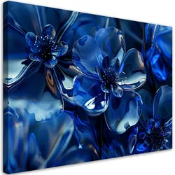 WANDBILD blaue glasblumen 3d